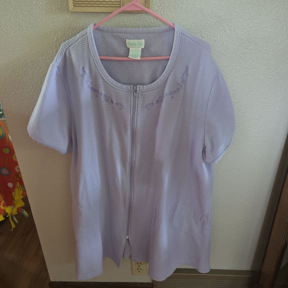 WOMENS VANITY FAUR SHORT SLEEVE ROBE COVER-UP LAVENDER SZ 3X